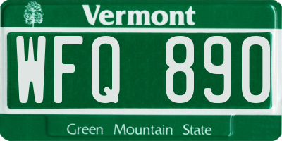 VT license plate WFQ890