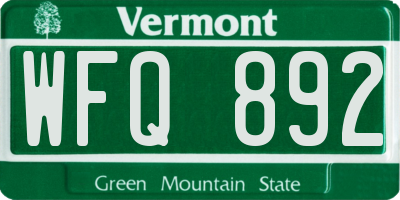 VT license plate WFQ892