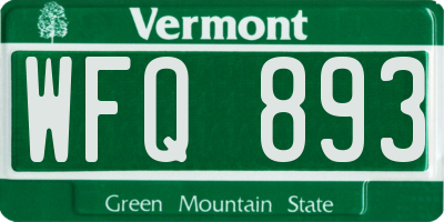 VT license plate WFQ893