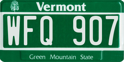 VT license plate WFQ907