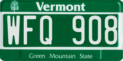 VT license plate WFQ908