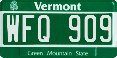 VT license plate WFQ909