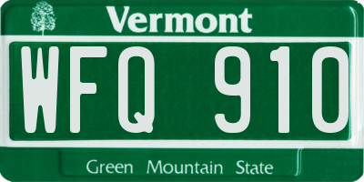 VT license plate WFQ910