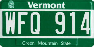 VT license plate WFQ914