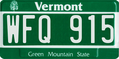 VT license plate WFQ915