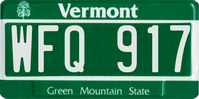 VT license plate WFQ917