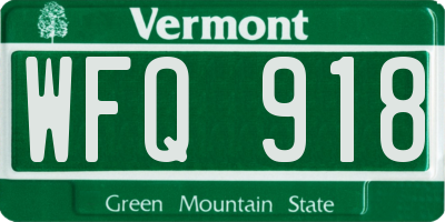 VT license plate WFQ918
