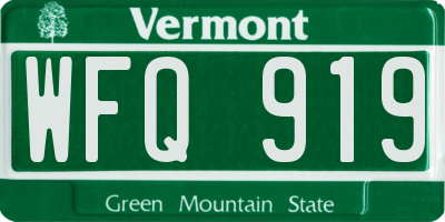 VT license plate WFQ919