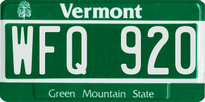 VT license plate WFQ920