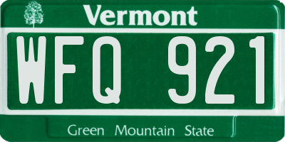 VT license plate WFQ921