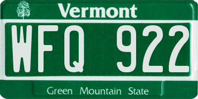 VT license plate WFQ922