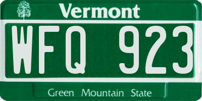 VT license plate WFQ923