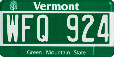 VT license plate WFQ924