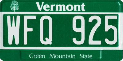 VT license plate WFQ925