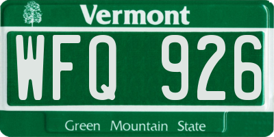 VT license plate WFQ926