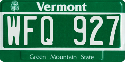 VT license plate WFQ927