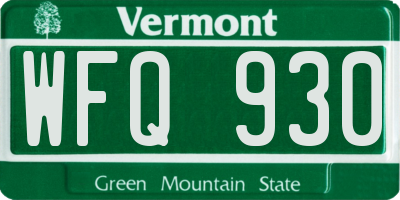 VT license plate WFQ930