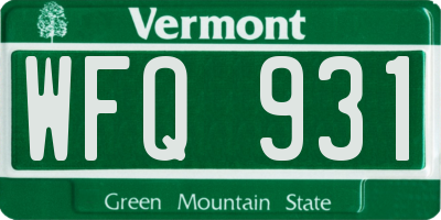 VT license plate WFQ931