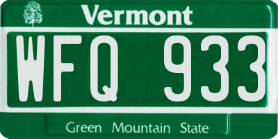 VT license plate WFQ933