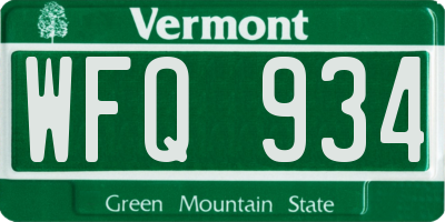 VT license plate WFQ934