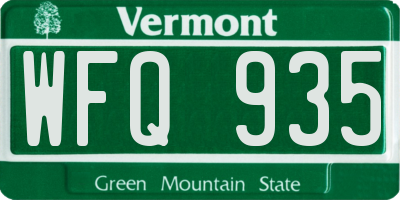VT license plate WFQ935