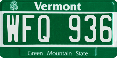 VT license plate WFQ936