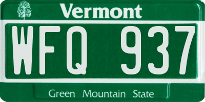 VT license plate WFQ937