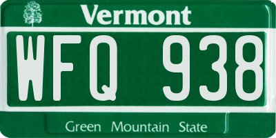VT license plate WFQ938