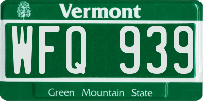 VT license plate WFQ939