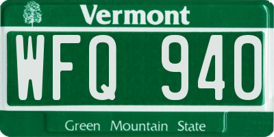 VT license plate WFQ940