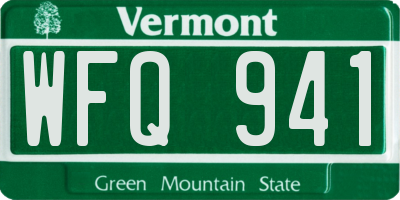 VT license plate WFQ941