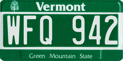 VT license plate WFQ942