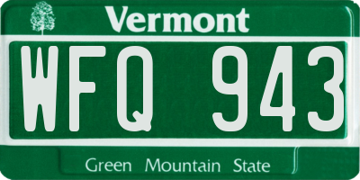 VT license plate WFQ943