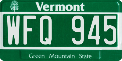 VT license plate WFQ945
