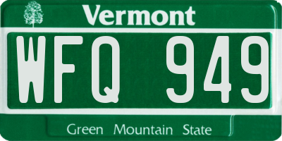 VT license plate WFQ949