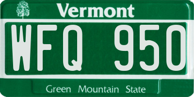 VT license plate WFQ950