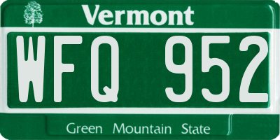 VT license plate WFQ952