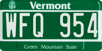 VT license plate WFQ954