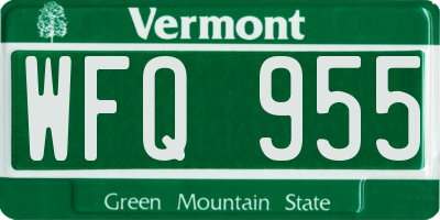 VT license plate WFQ955