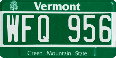 VT license plate WFQ956