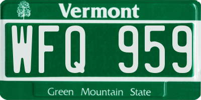 VT license plate WFQ959
