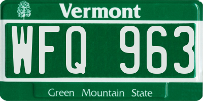 VT license plate WFQ963