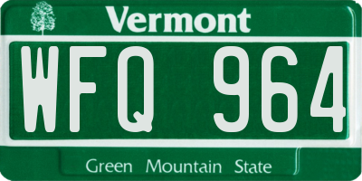VT license plate WFQ964