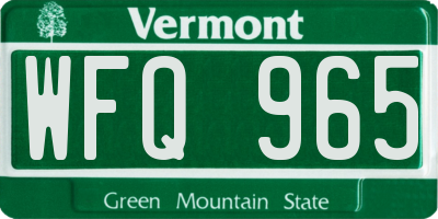 VT license plate WFQ965
