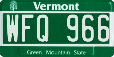 VT license plate WFQ966