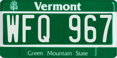 VT license plate WFQ967