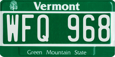 VT license plate WFQ968