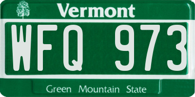 VT license plate WFQ973
