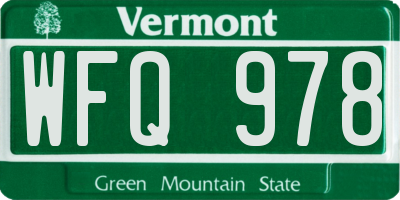VT license plate WFQ978