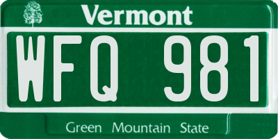 VT license plate WFQ981